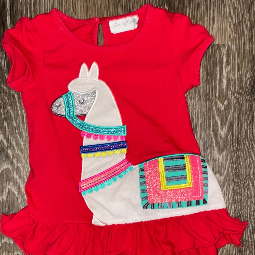 Emily Rose Red Llama Kids Matching Set 4T - Picture 3 of 3